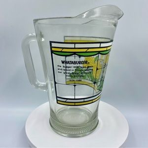 Vintage 1986 Whataburger Glass Pitcher.